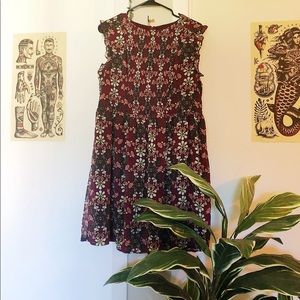 XHILERATION Floral Smock Babydoll Dress XL